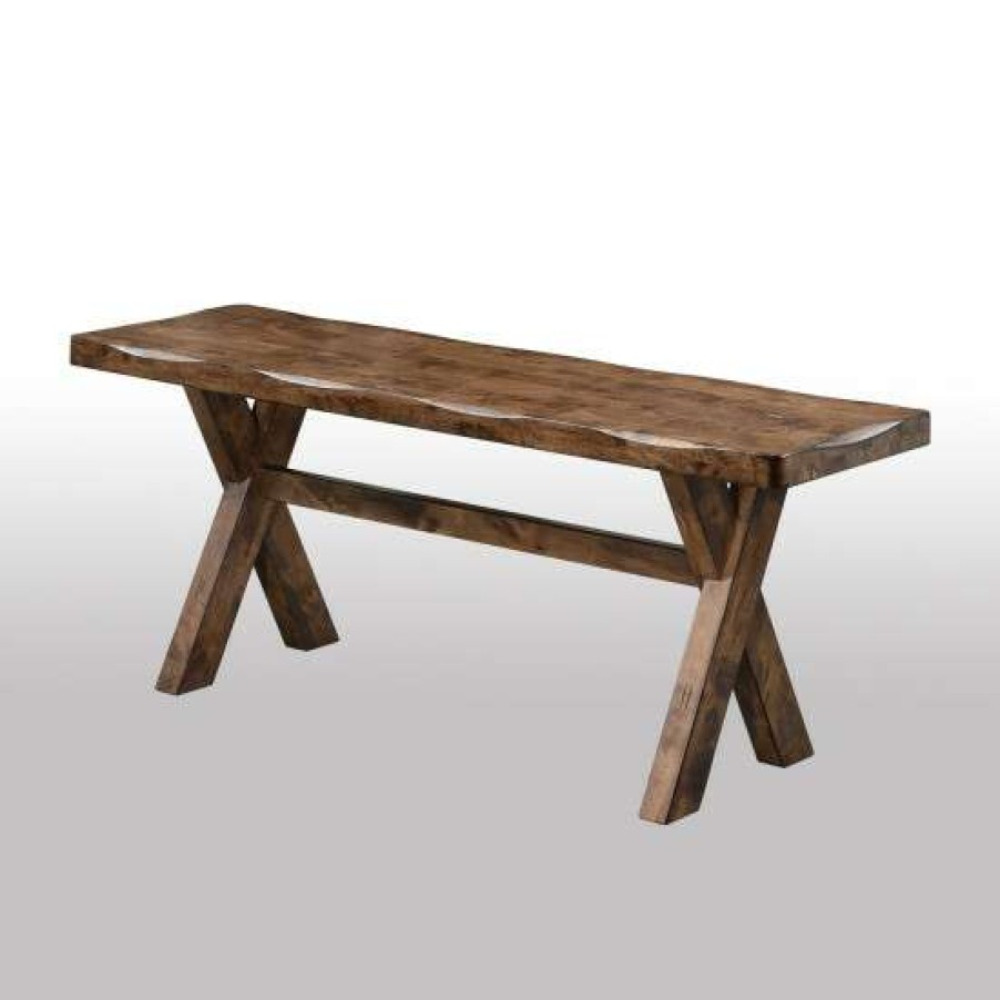 Furniture * | Buy Simple Relax Wood Dining Bench In Knotty Nutmeg