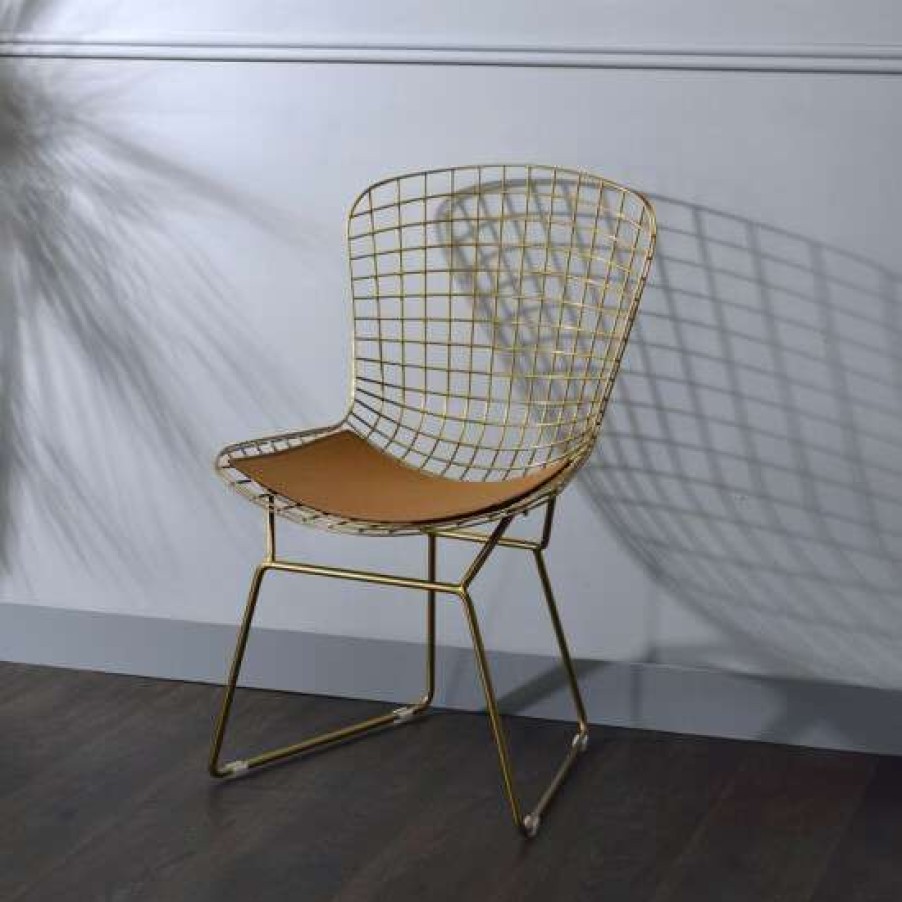 Furniture * | Buy Simple Relax Set Of 2 Contemporary Side Chair In Gold