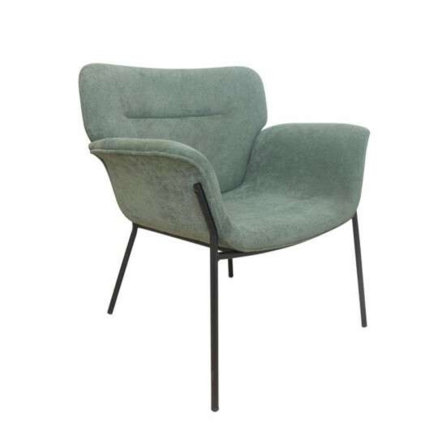 Furniture * | Best Deal Simple Relax Fabric Upholstered Accent Chair With Metal Legs In