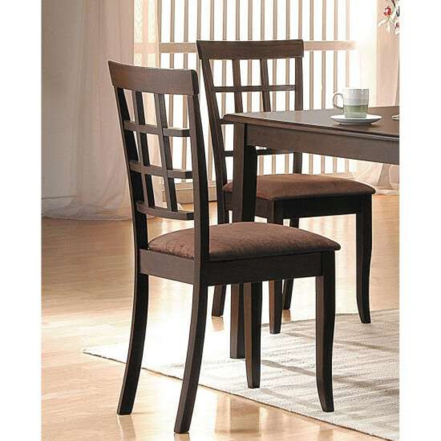 Furniture * | Hot Sale Simple Relax Set Of 2 Side Chairs In Espresso And Dark Brown Microfiber