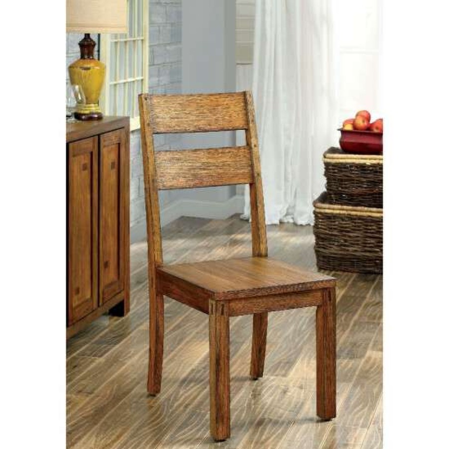 Furniture * | Best Pirce Simple Relax Set Of 2 Side Chair In Dark Oak Finish