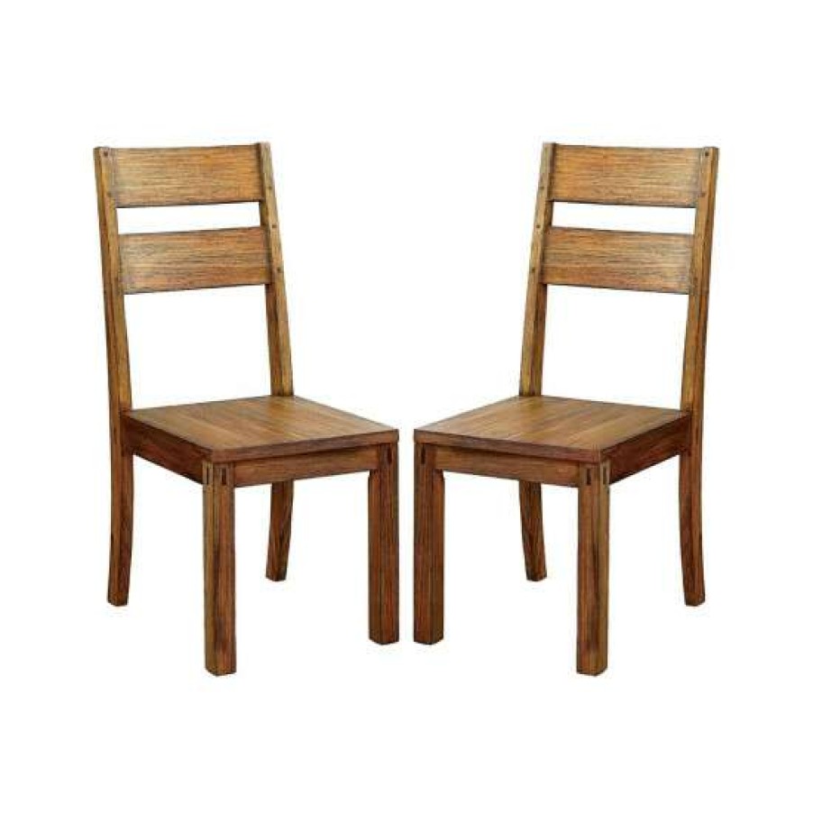 Furniture * | Best Pirce Simple Relax Set Of 2 Side Chair In Dark Oak Finish