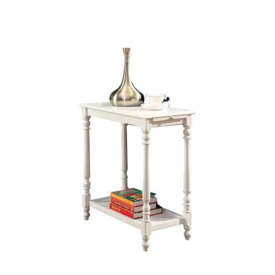 Furniture * | Discount Simple Relax Transitional Style Side Table With Hidden Tray In White