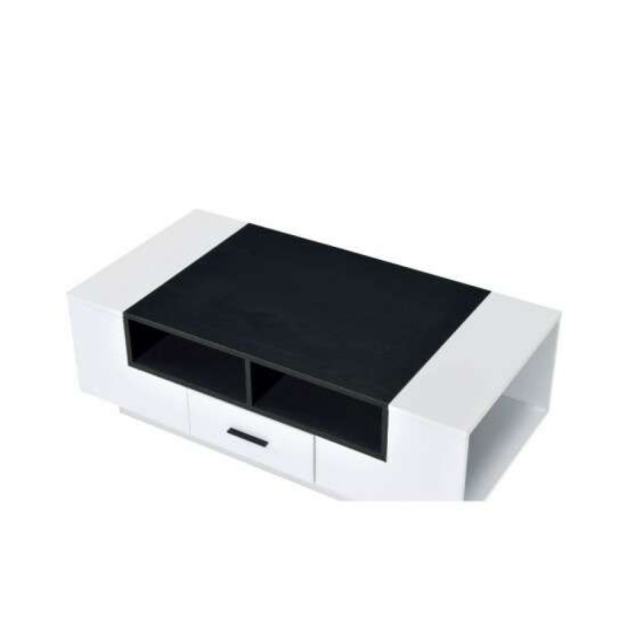 Furniture * | Brand New Simple Relax One Drawer Wooden Coffee Table In White And Black Finish