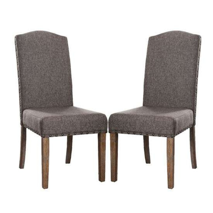 Furniture * | Cheapest Simple Relax Set Of 2 Dining Side Chair In Natural And Brown Finish