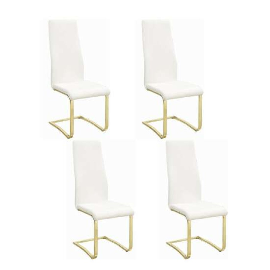 Furniture * | Best Reviews Of Simple Relax Set Of 4 Dining Side Chair In White And Rustic Brass