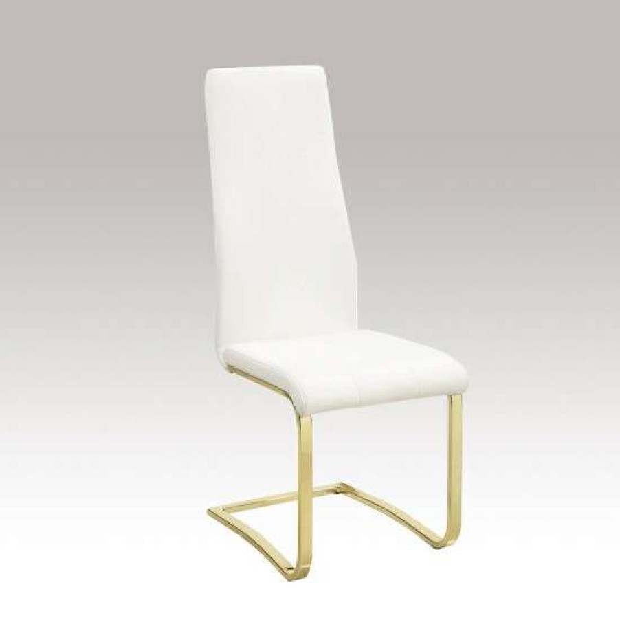 Furniture * | Best Reviews Of Simple Relax Set Of 4 Dining Side Chair In White And Rustic Brass