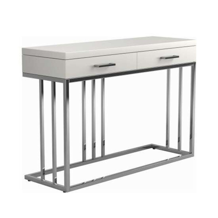 Furniture * | Wholesale Simple Relax Rectangular Sofa Table With 2 Drawer In Glossy White