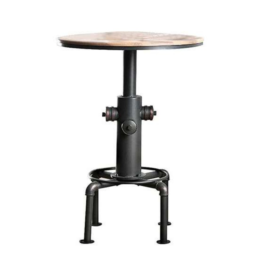 Furniture * | Cheap Simple Relax Industrial Metal Frame Bar Table In Antique Black And Natural Tone