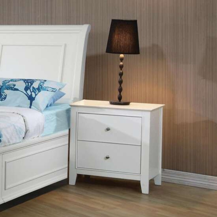 Furniture * | Cheapest Simple Relax 2-Drawer Modern Wood Nightstand, White