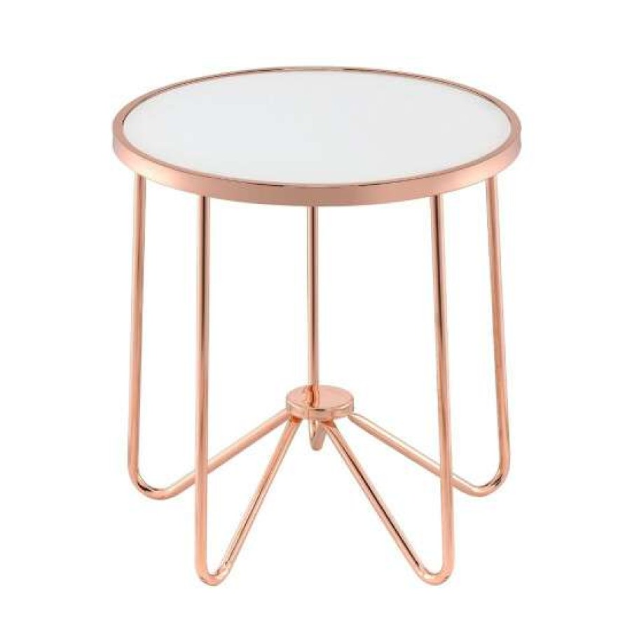 Furniture * | Budget Simple Relax Round End Table In Rose Gold And White