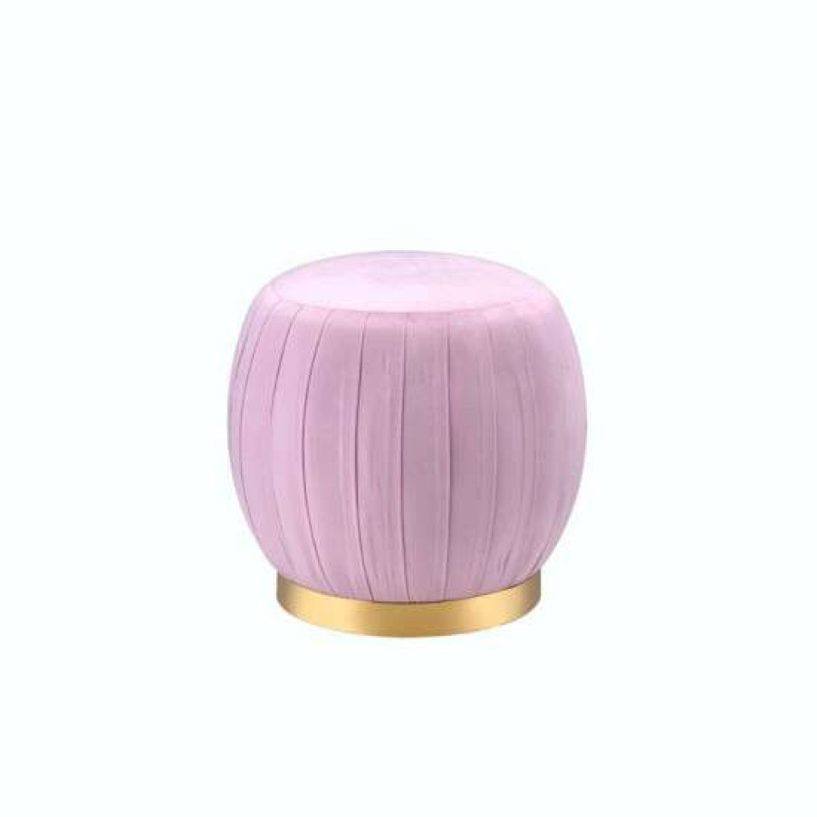 Furniture * | New Simple Relax Round Ottoman With Gold Base