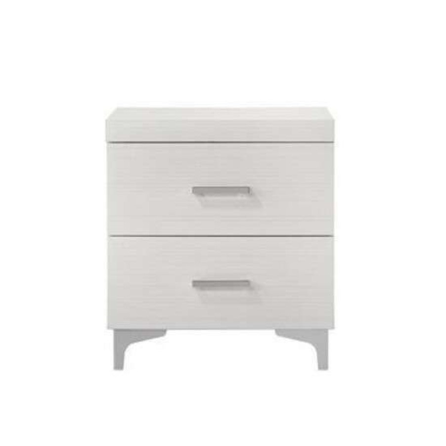 Furniture * | Best Sale Simple Relax 2-Drawer Nightstand In White Finish