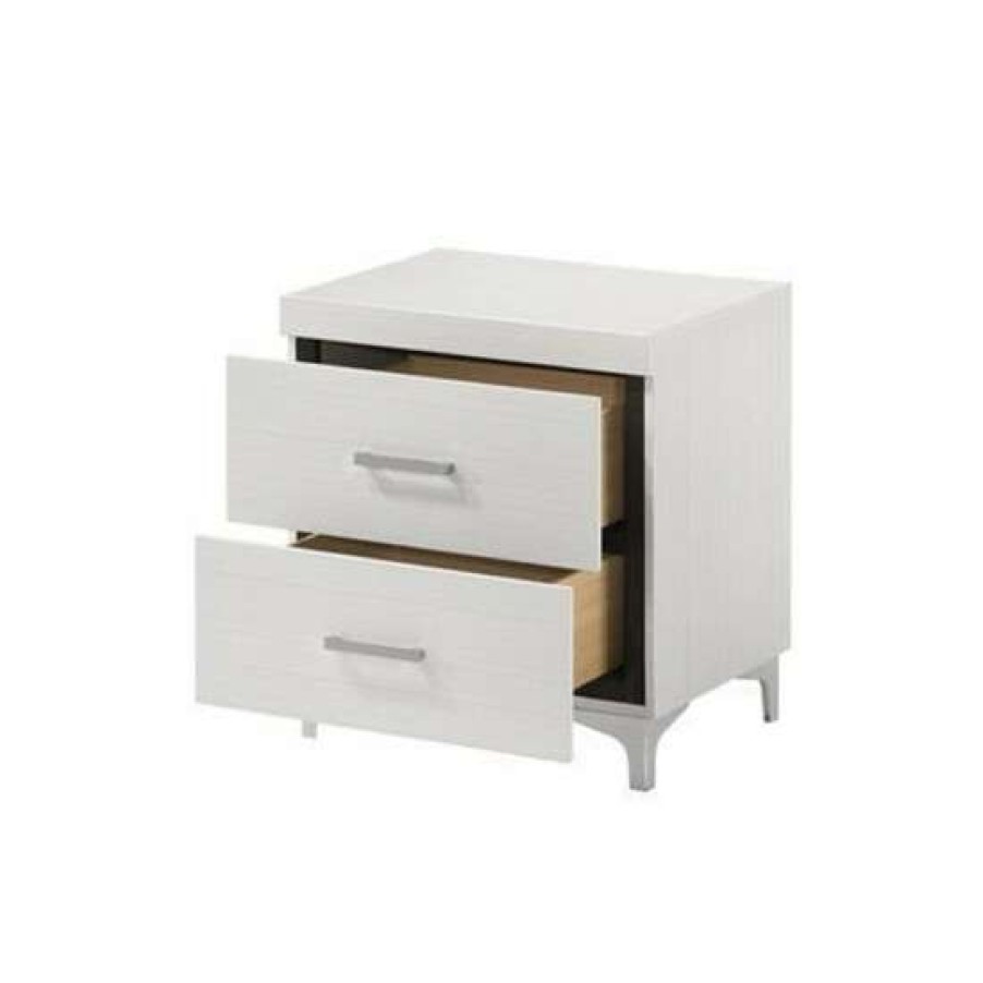 Furniture * | Best Sale Simple Relax 2-Drawer Nightstand In White Finish