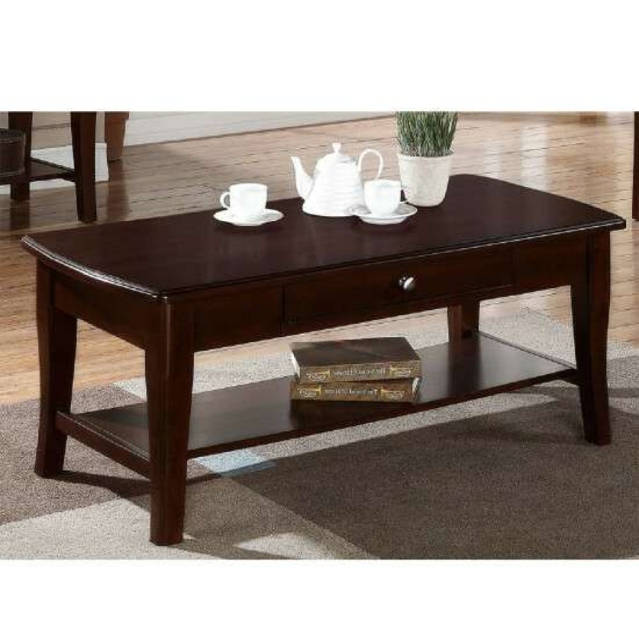 Furniture * | Budget Simple Relax Rectangular Coffee Table In Brown