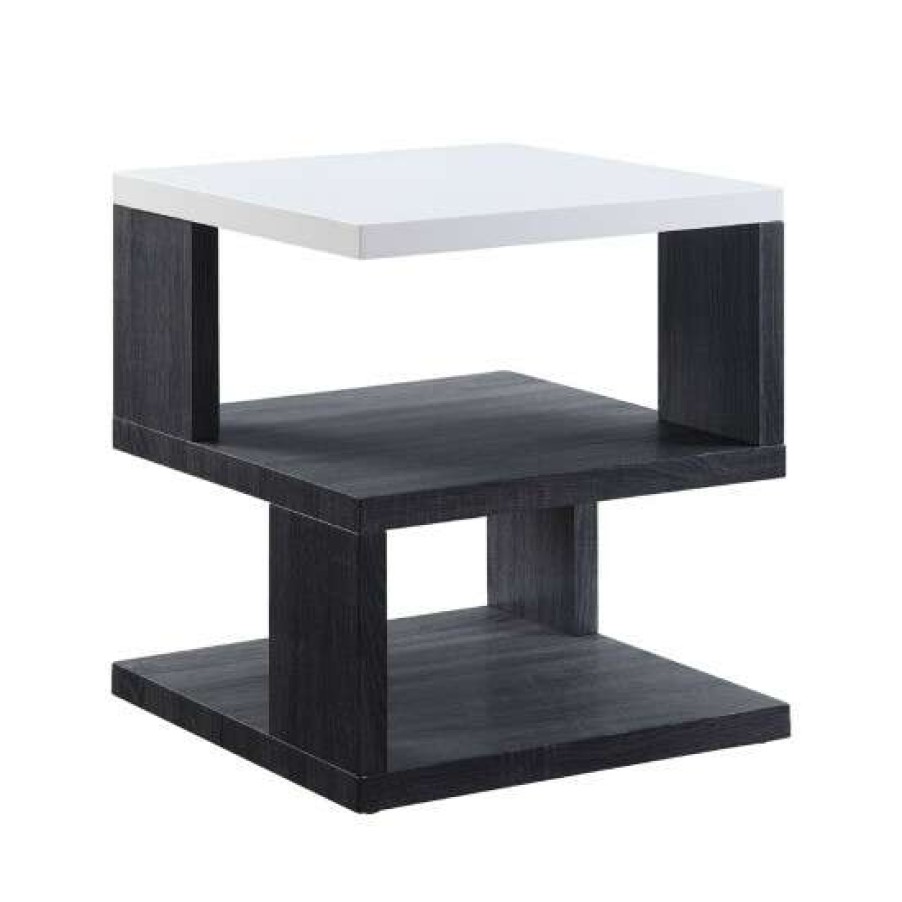 Furniture * | Best Deal Simple Relax Wood End Table In Gray And White Finish