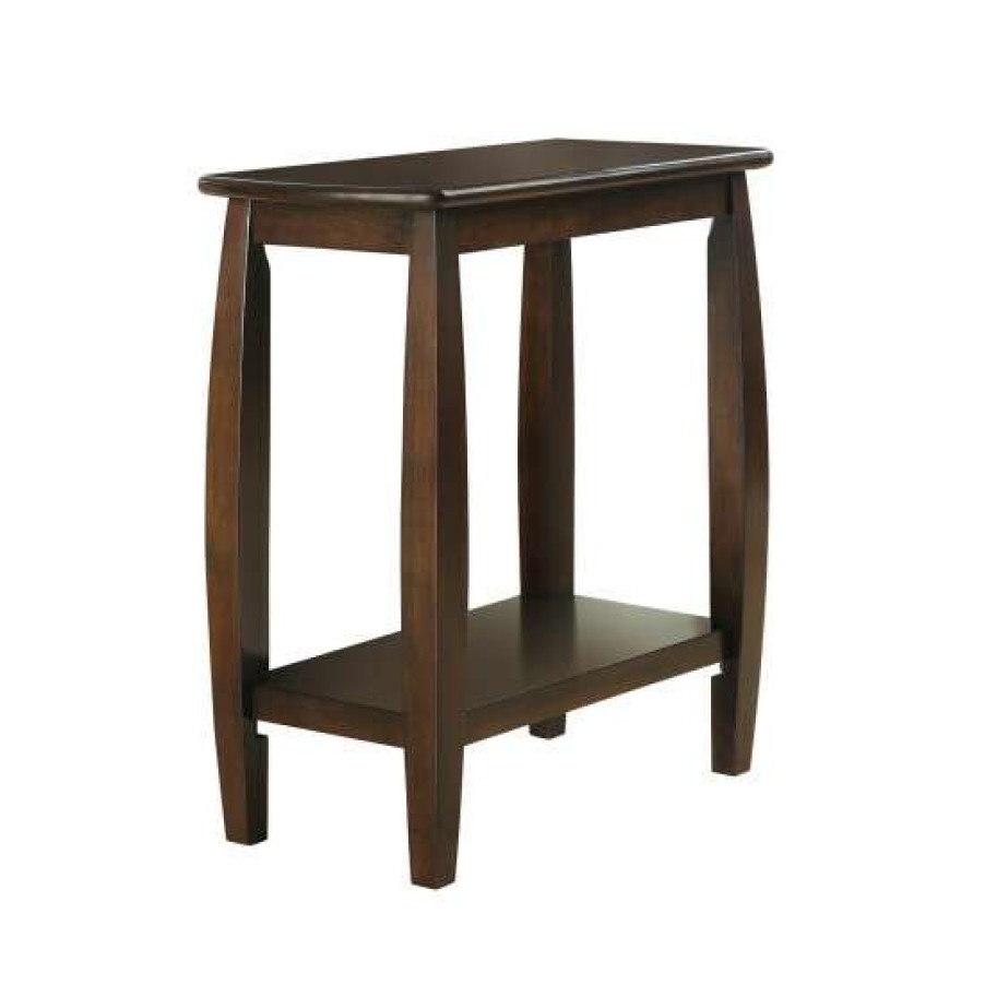 Furniture * | Wholesale Simple Relax End Table With Bowed Legs And Storage Shelf In Cappuccino