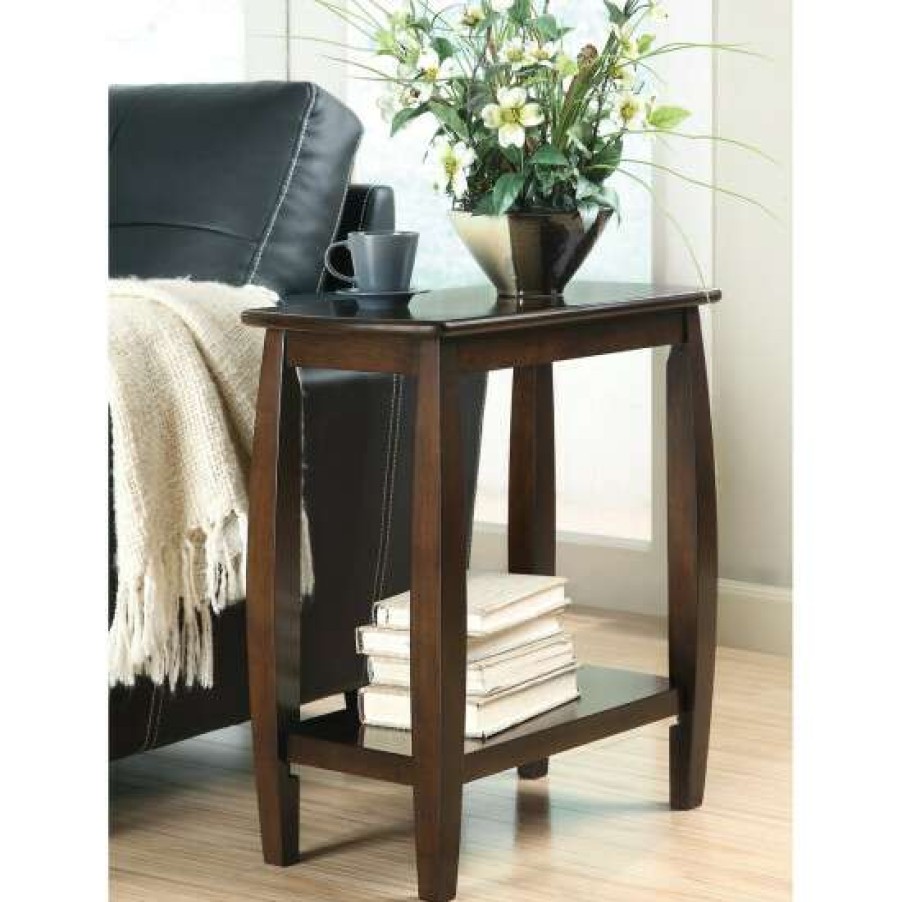 Furniture * | Wholesale Simple Relax End Table With Bowed Legs And Storage Shelf In Cappuccino