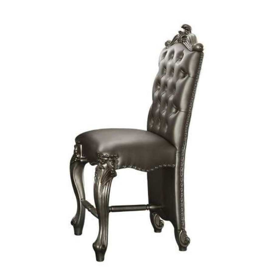 Furniture * | New Simple Relax Pu Upholstered Dining Side Chair In Antique Platinum