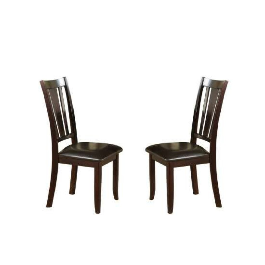 Furniture * | Flash Sale Simple Relax Slat Back Dining Side Chairs In Espresso, Set Of 2