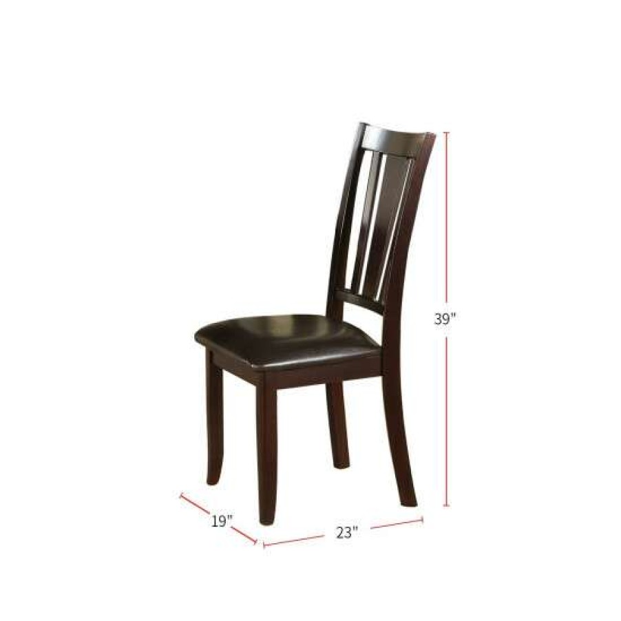 Furniture * | Flash Sale Simple Relax Slat Back Dining Side Chairs In Espresso, Set Of 2