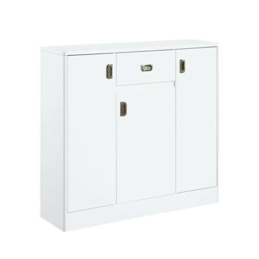 Furniture * | Best Pirce Simple Relax 3-Door Server In High Gloss White Finish