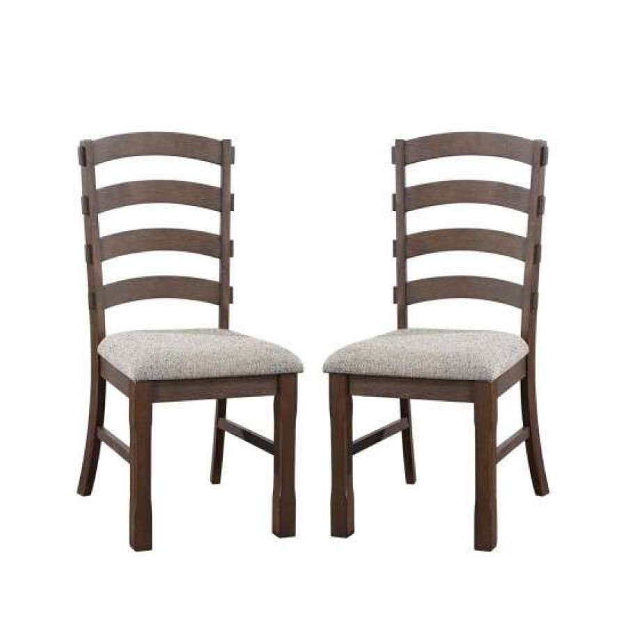 Furniture * | Promo Simple Relax Set Of 2 Upholstered Side Chair In Rustic Brown And Gray Finish