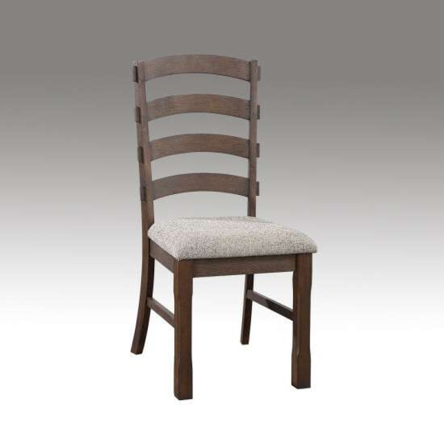 Furniture * | Promo Simple Relax Set Of 2 Upholstered Side Chair In Rustic Brown And Gray Finish