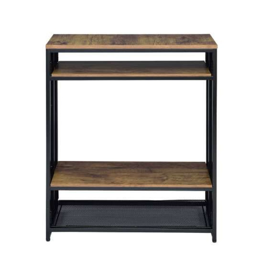 Furniture * | Wholesale Simple Relax Rectangular Accent Table With 3 Shelves In Antique Oak