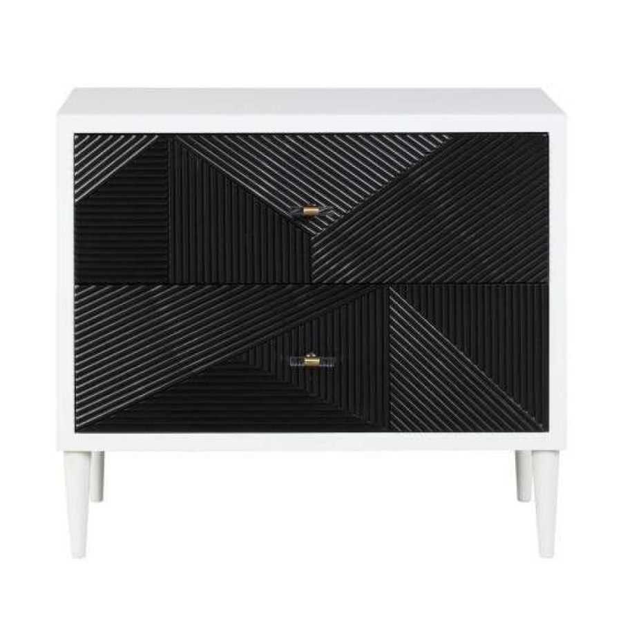 Furniture * | Promo Simple Relax 2-Drawer Nightstand In Black And White