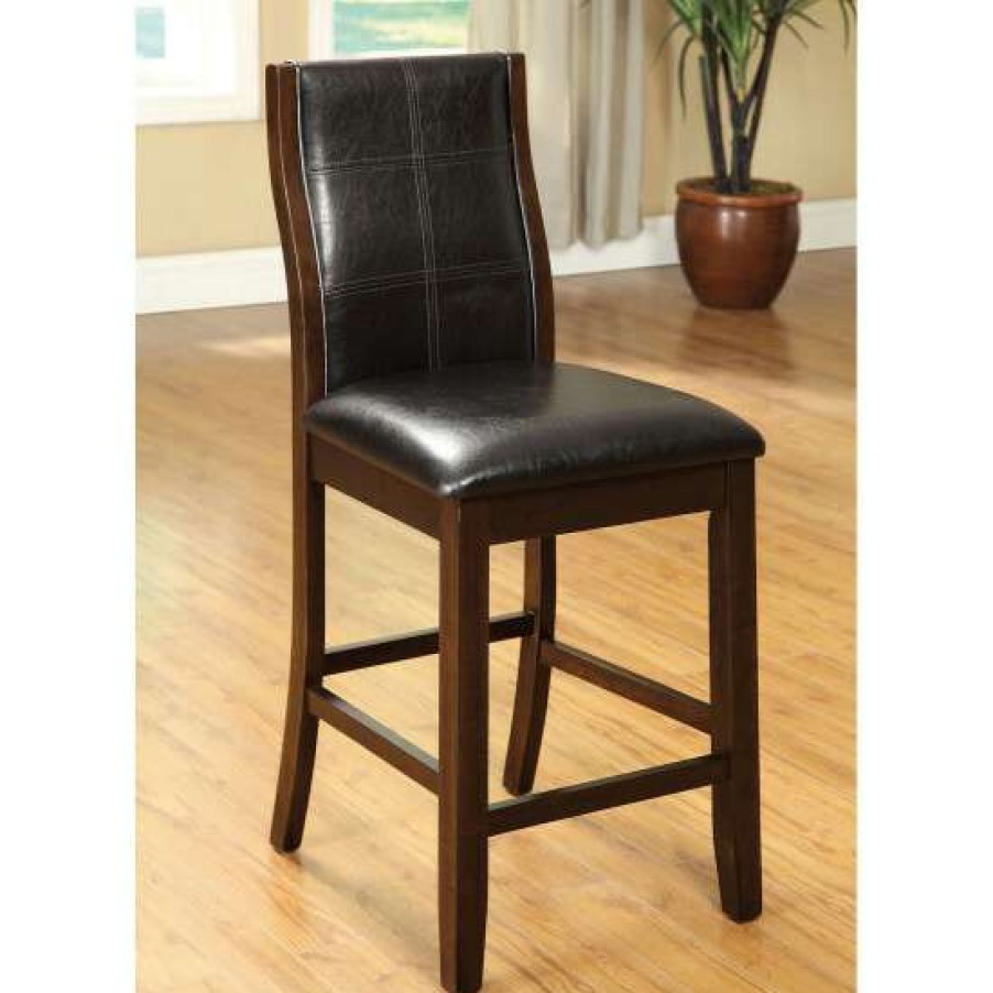 Furniture * | Outlet Simple Relax Set Of 2 Counter Height Chair In Brown Cherry Counter Height