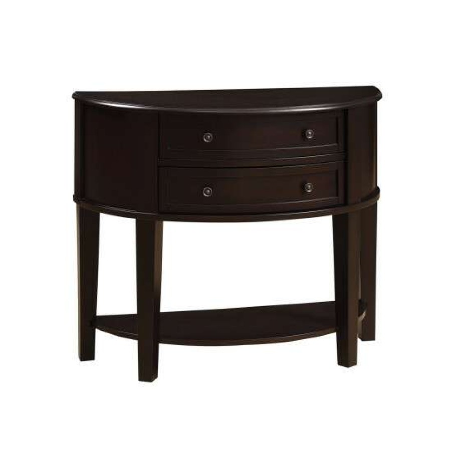 Furniture * | Buy Simple Relax Demilune Shape Console Table With 2 Drawers, Cappuccino