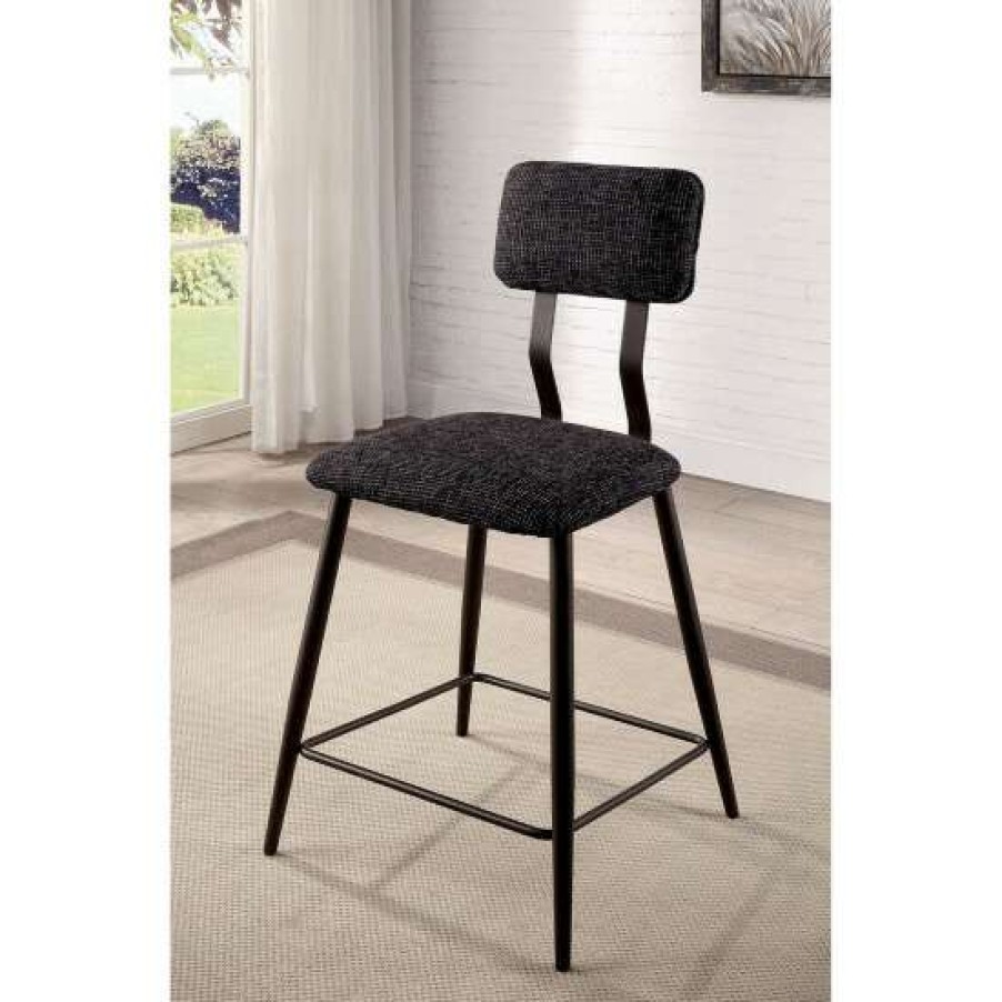 Furniture * | Best Deal Simple Relax Metal And Fabric Counter Height Chair In Black