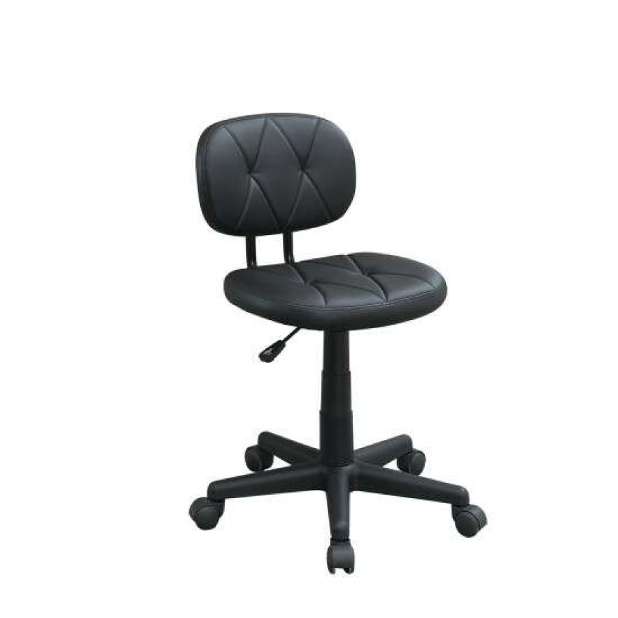 Furniture * | Top 10 Simple Relax Low-Back Adjustable Office Chair With Pu Leather, Black