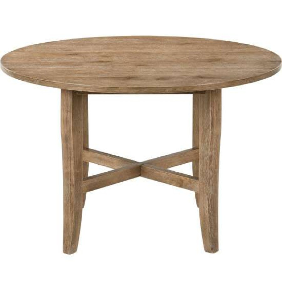 Furniture * | Cheap Simple Relax Round Dining Table With Tapered Leg In Rustic Oak