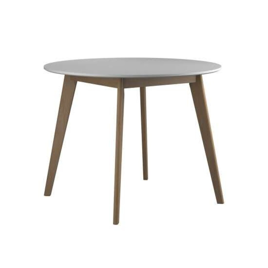 Furniture * | Flash Sale Simple Relax Two-Tone Round Dining Table In White And Natural