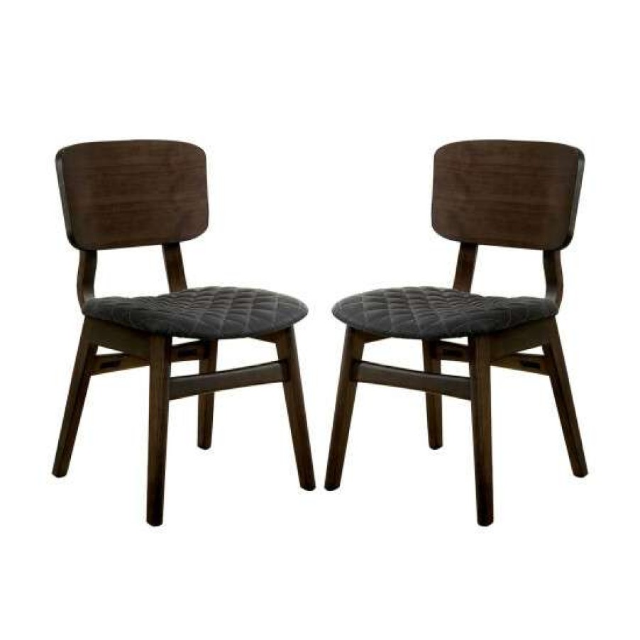 Furniture * | Promo Simple Relax Set Of 2 Side Chairs In Gray Walnut And Espresso