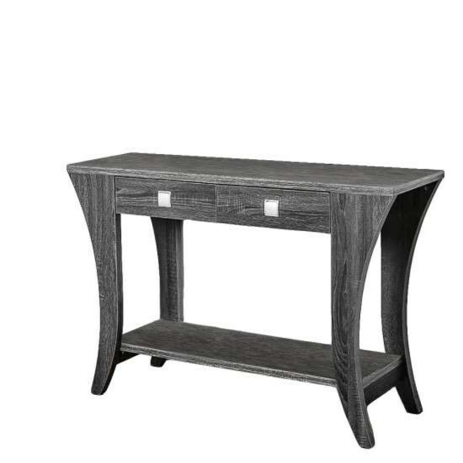 Furniture * | Flash Sale Simple Relax Wooden Sofa Table With Two Drawers In Gray Finish