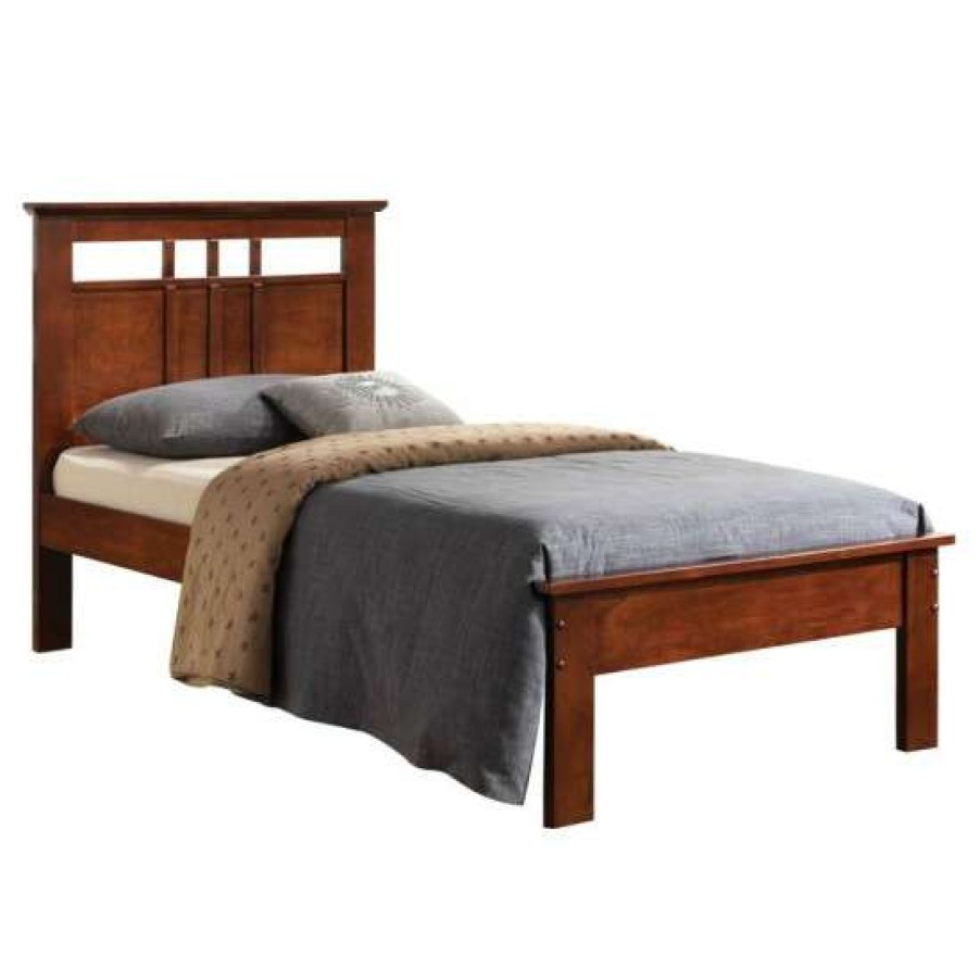 Furniture * | Best Reviews Of Simple Relax Wooden Frame Twin Bed In Cappuccino Finish