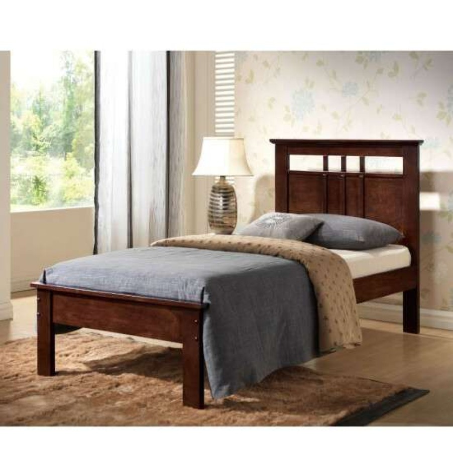 Furniture * | Best Reviews Of Simple Relax Wooden Frame Twin Bed In Cappuccino Finish