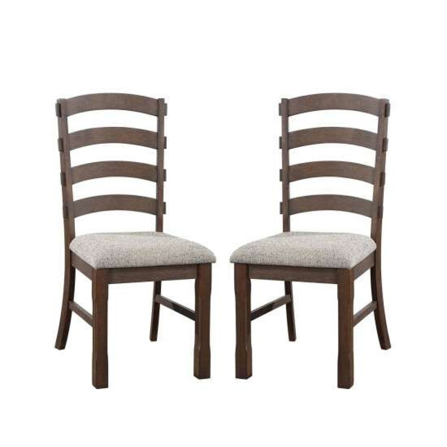 Furniture * | Buy Simple Relax Set Of 2 Side Chair In Rustic Brown And Gray Finish