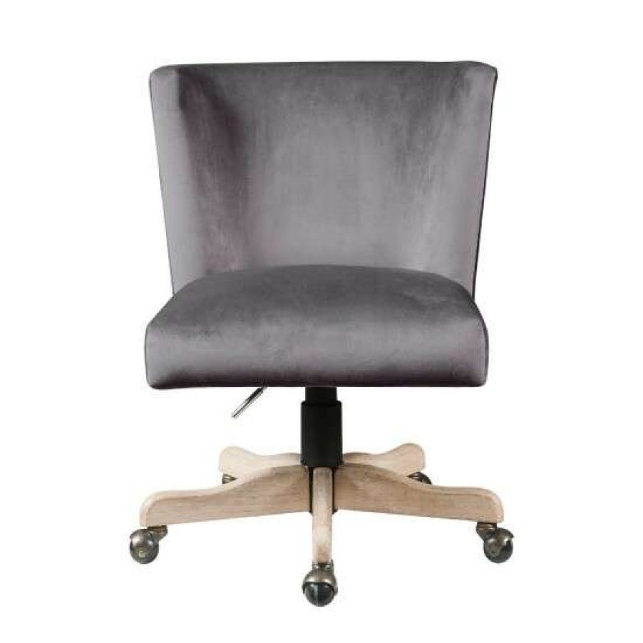 Furniture * | Best Reviews Of Simple Relax Velvet Upholstered Office Chair With Caster Wheels In Gray