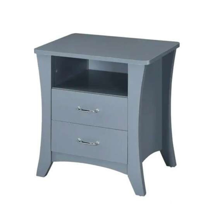 Furniture * | Discount Simple Relax 2-Drawer Nightstand In Gray Finish