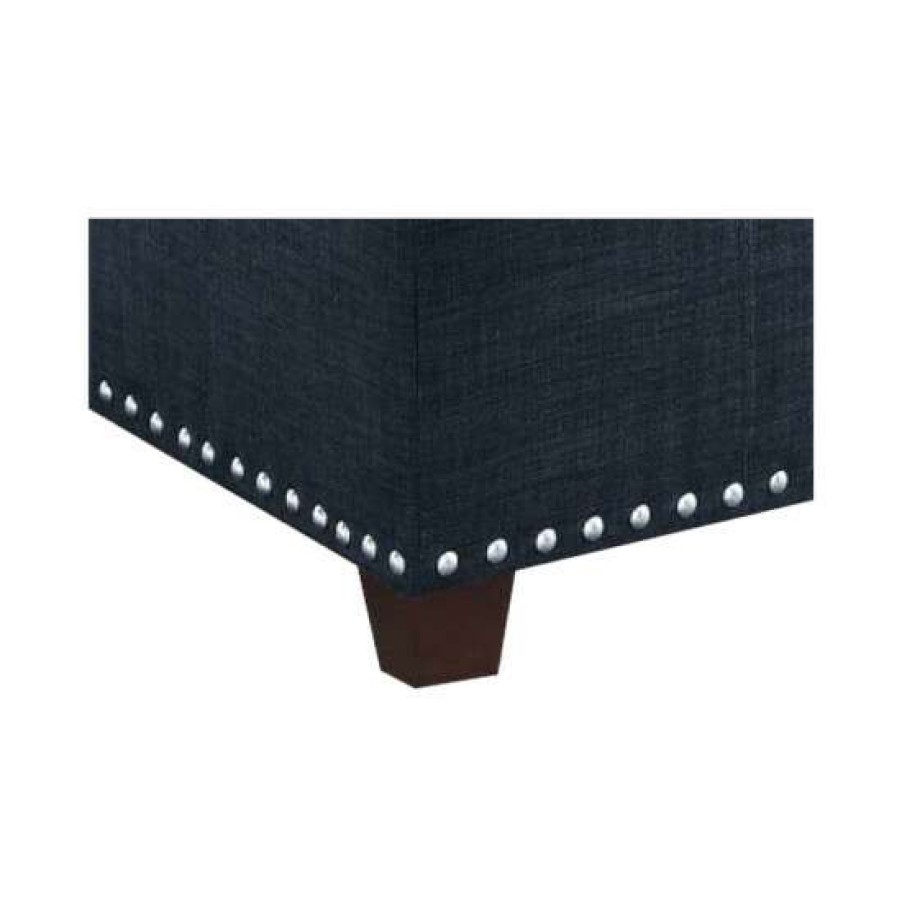 Furniture * | Hot Sale Simple Relax Cocktail Ottoman With Accent Tufting Seat Black