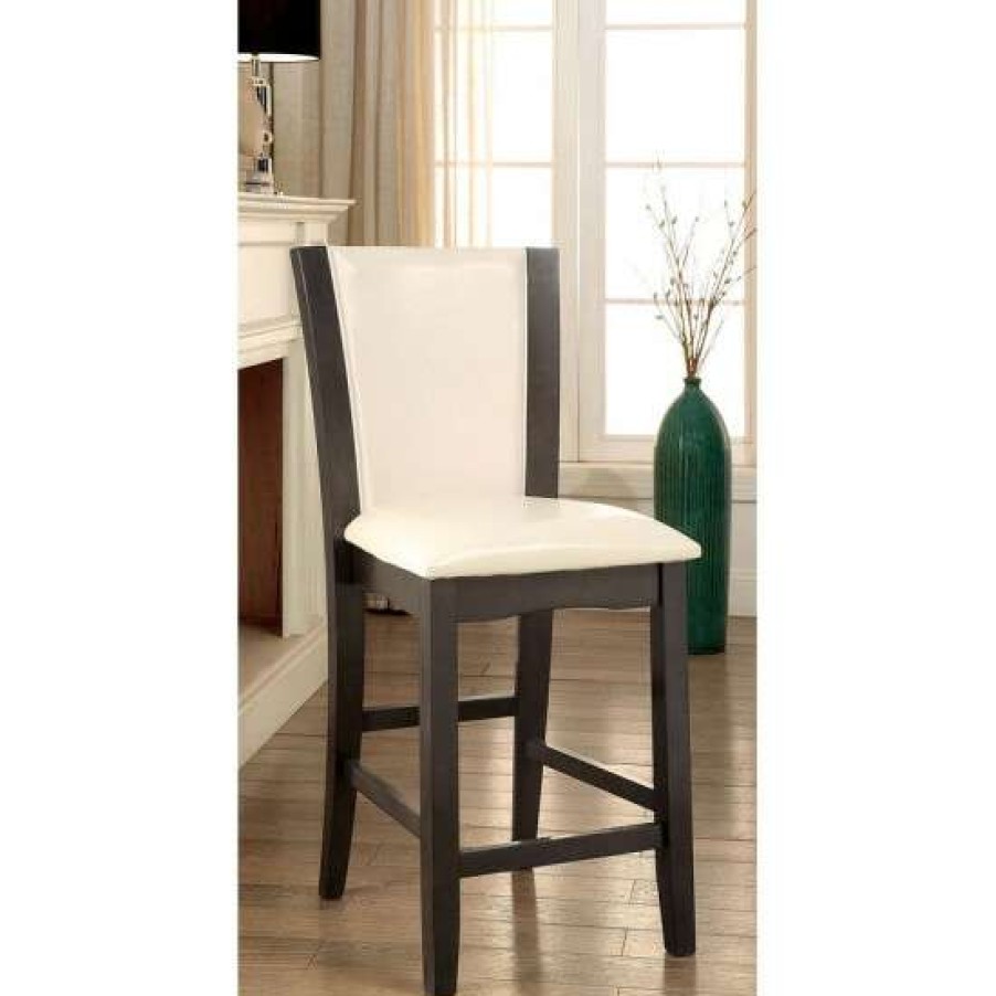 Furniture * | Flash Sale Simple Relax Set Of 2 Leatherette Dining Chairs Dark Cherry And White