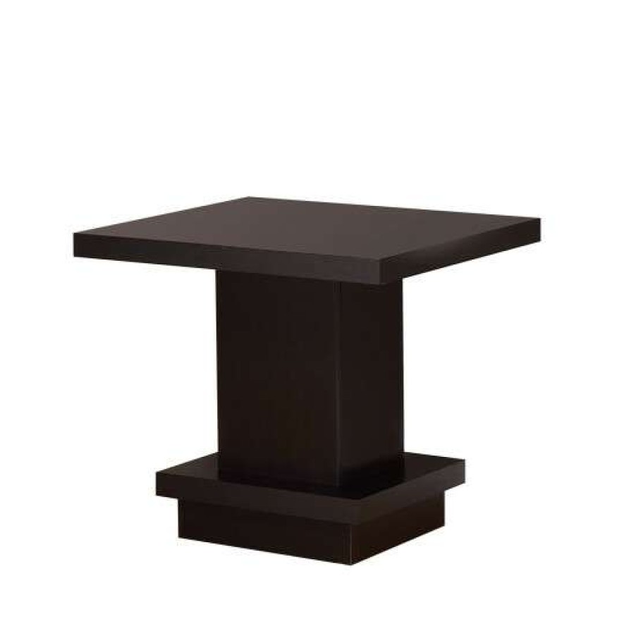 Furniture * | Coupon Simple Relax Pedestal Square End Table In Cappuccino