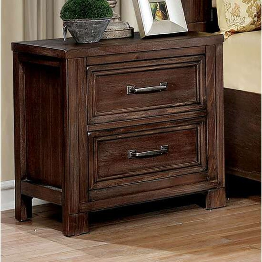 Furniture * | Best Deal Simple Relax 2 Drawer Nightstand With Antique Drawer Pulls