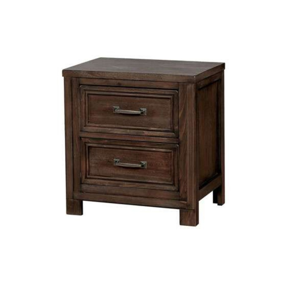 Furniture * | Best Deal Simple Relax 2 Drawer Nightstand With Antique Drawer Pulls