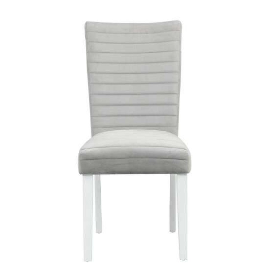 Furniture * | Top 10 Simple Relax Acme Elizaveta Side Chair In Gray And White High Gloss (Set Of 2)