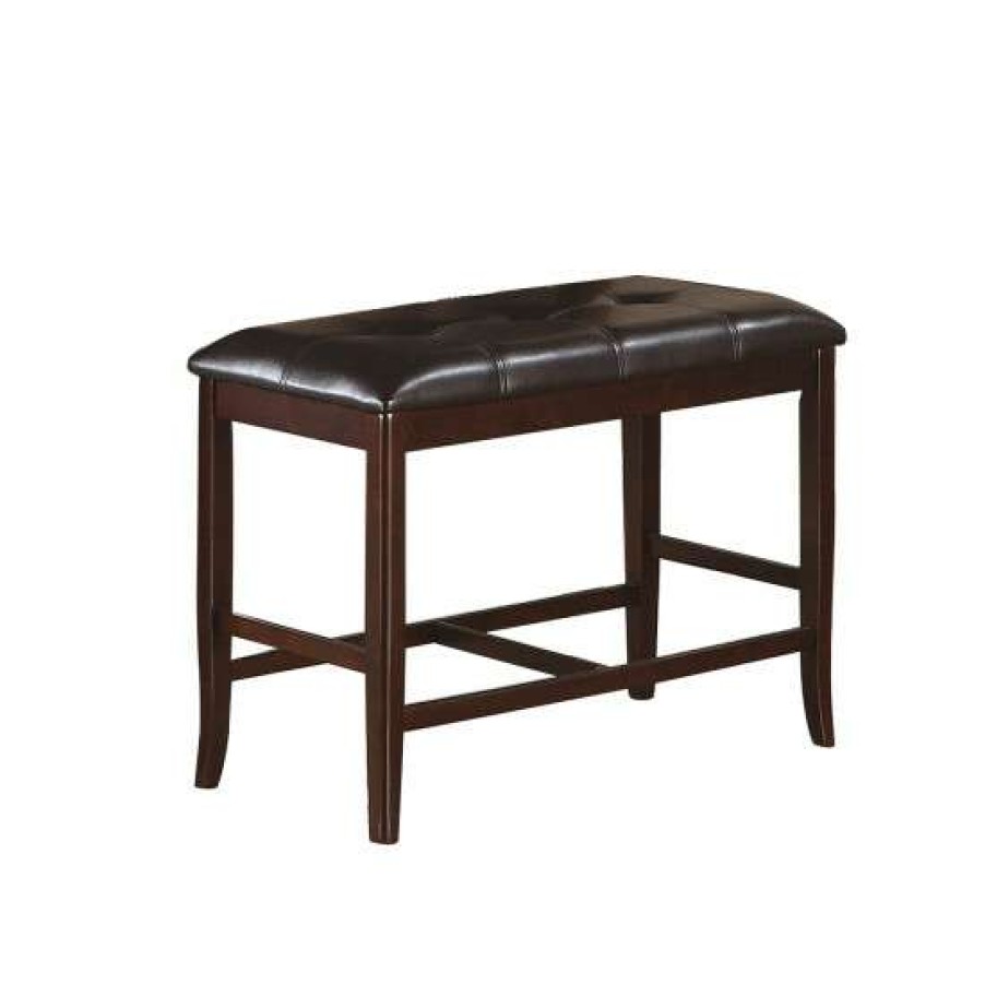 Furniture * | Wholesale Simple Relax Darrell Upholstered Counter Height Bench In Dark Brown Finish